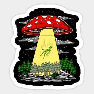 Magic Mushrooms Alien Abduction Sticker